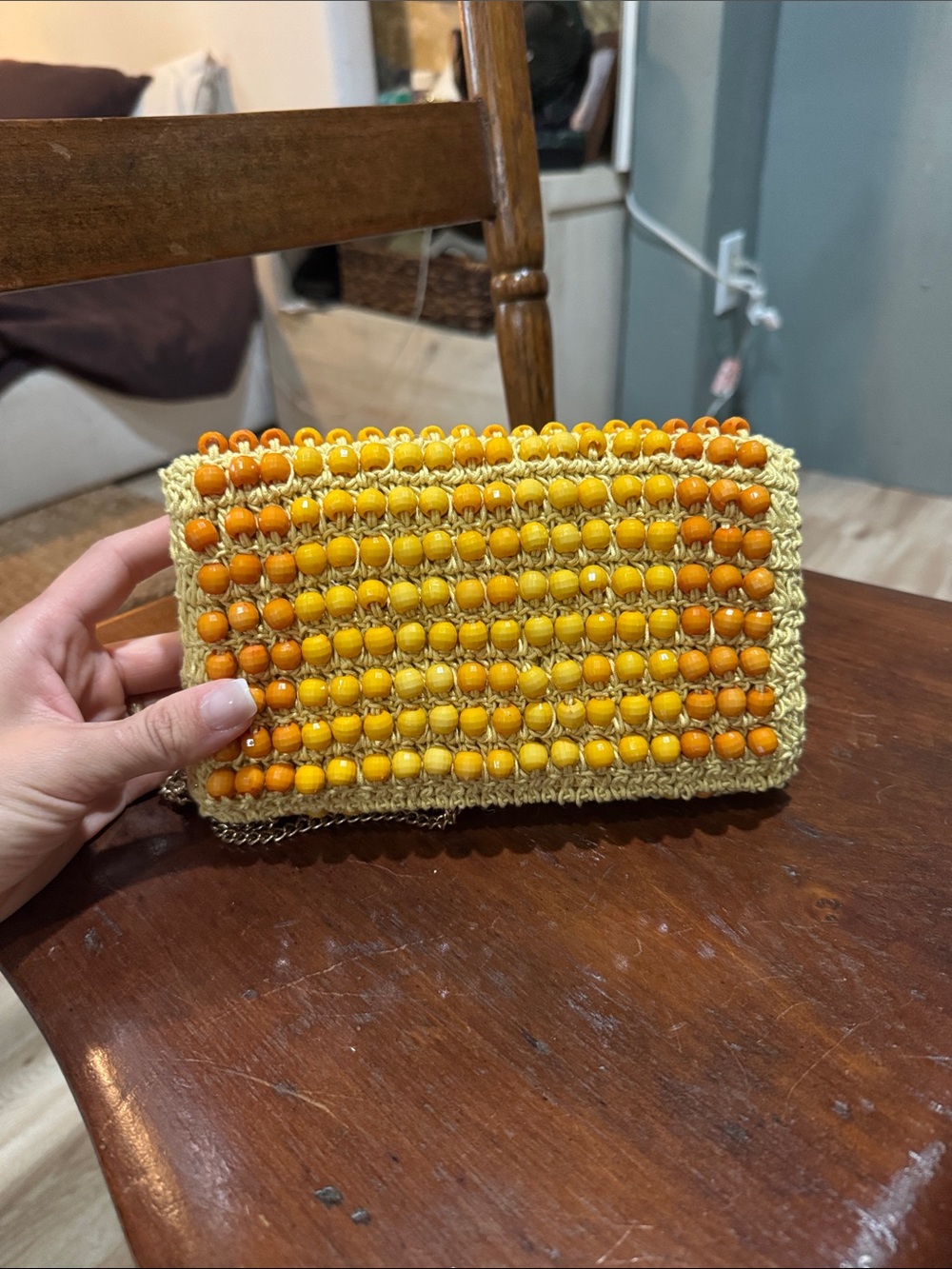 Yellow & Orange Beaded Clutch